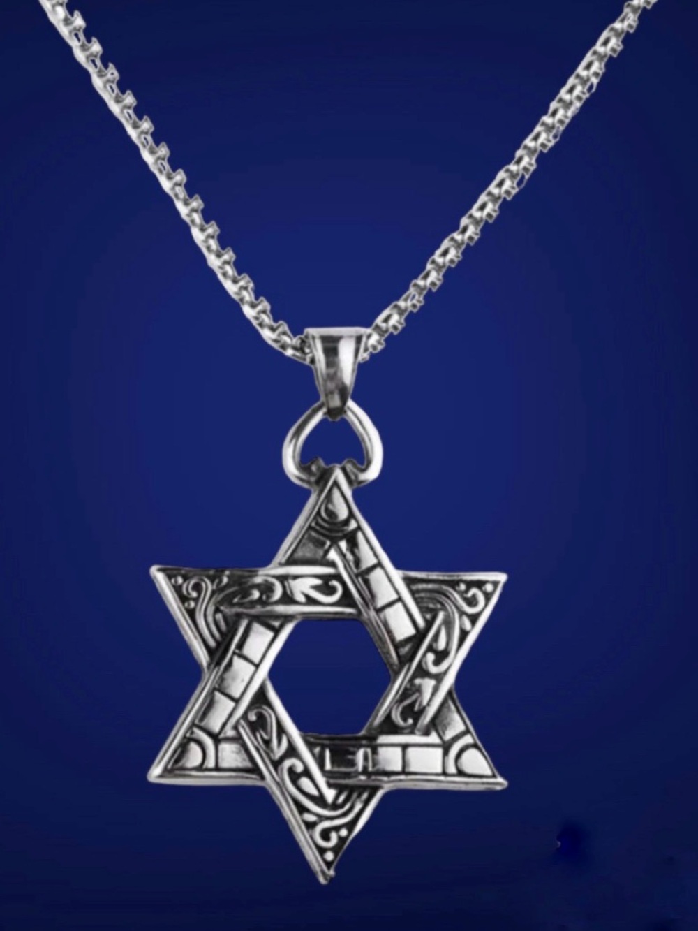 MENS Religious Judaica Star of David 22” Necklace - 316L Stainless Steel